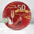 Платно за декорация и снимки на 50ти рожден ден в червено с червени високи обувки и чаши шампанско